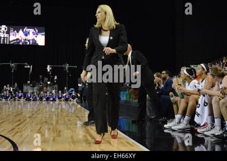 Hoffman Estates, IL, USA. 7th Mar, 2015. Maryland Terrapins head coach Brenda Frese in action in the second half during the 2015 Big Ten Women's Basketball Tournament game between the Maryland Terrapins and the Northwestern Wildcats at the Sears Centre in Hoffman Estates, IL. Patrick Gorski/CSM/Alamy Live News Stock Photo