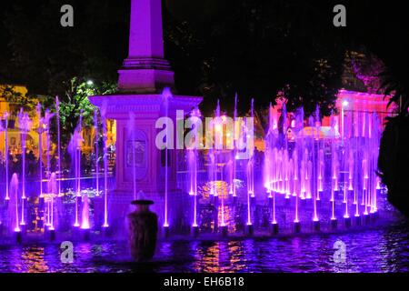 Illuminated Colored Fountain Show, Philippines Stock Photo