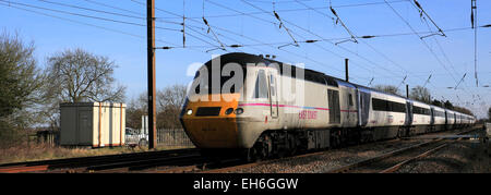 43314 East Coast Trains operating company, 43 class High Speed Diesel Train, East Coast Main Line Railway, Peterborough Stock Photo