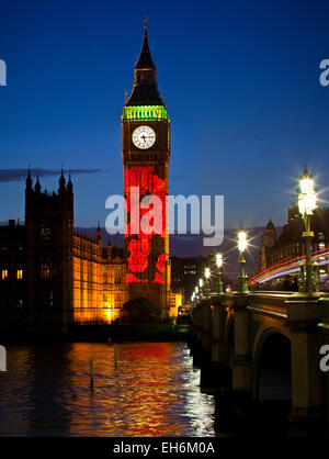 Poppies Are Projected Onto The Elizabeth Tower Which Houses Big Ben 