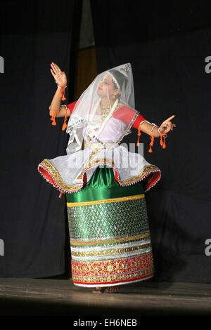 Manipuri folk dance raslila Manipur India Indian folk dance Stock Photo