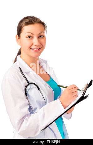 handsome young doctor prescribers isolated on white background Stock Photo