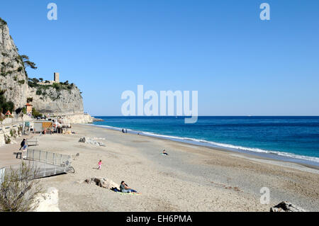 a beautiful view from the promontory of Finale Ligure beach, Liguria Stock Photo