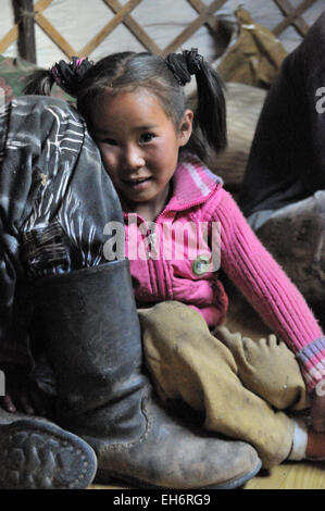 Mongolian girl inside a traditional ger, Mongolia Stock Photo - Alamy