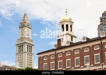 Custom House and Faneuil Hall, Boston, Massachusetts, USA Stock Photo