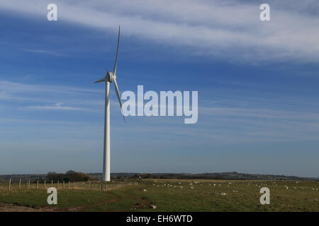 Three bladed wind turbine in south Wales Stock Photo