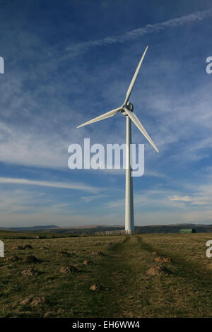 Three blade wind turbine in south Wales Stock Photo