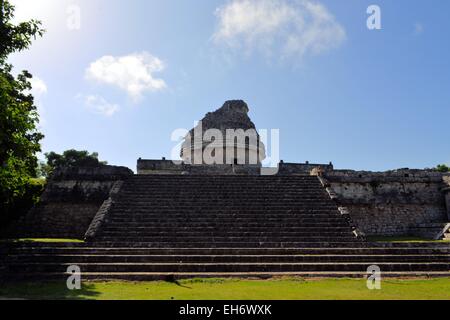 Mayan Observatory at Chichen Itza, Mexico, Yucatan Stock Photo