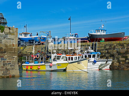 Fishing boats in harbour, Newquay, Cornwall, England UK Stock Photo