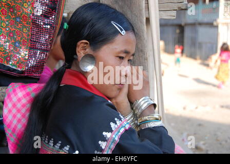 Woman in traditional costume, Palaung Village Stock Photo