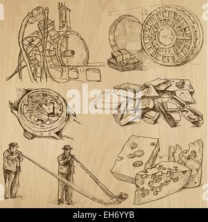 From the traveling series: SWISS - Collection of an hand drawn illustrations. Each drawing comprise of two basic layers of outli Stock Vector