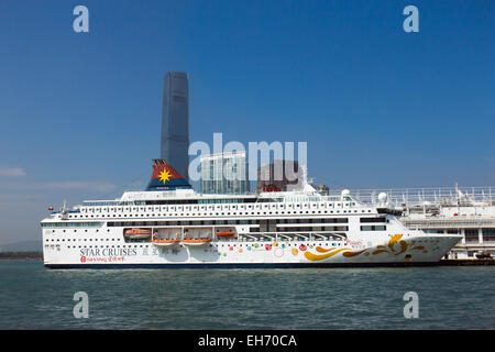 Luxury Cruise Ship is in dock in the port of Hong Kong Stock Photo