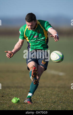 Rugby player kicking conversion - Dorset - England. Stock Photo