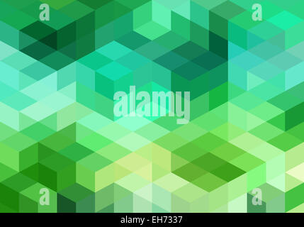 abstract green blue geometric vector background, cube pattern Stock Photo