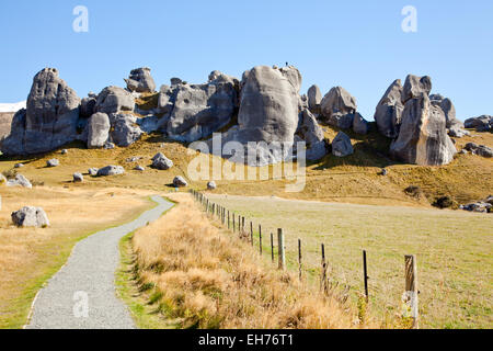 Stone Mountain Landscpe at Castle Hill New Zealand Stock Photo