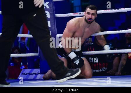 March 7, 2015: Andrei Stoica ROU at the Superkombat Fight Championship 2015 Competition at Sala Sporturilor Olimpia, Ploiesti in Ploiesti, Romania ROU.  Stock Photo