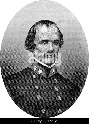 Engraving of Confederate Major General Albert Sidney Johnston (February 2, 1803 – April 6, 1862) served as a general in three di Stock Photo