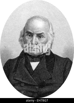 Engraving of John Quincy Adams (July 11, 1767-February 23, 1848),  the sixth President of the USA, serving from 1825 to 1829. Or Stock Photo
