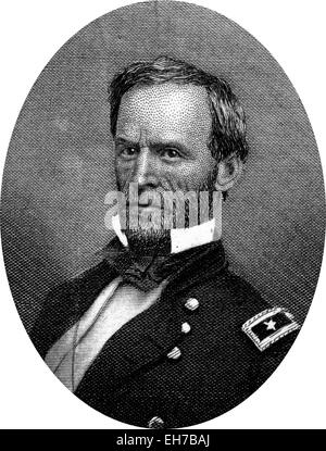 Engraving of Union Major General William Tecumseh Sherman Stock Photo
