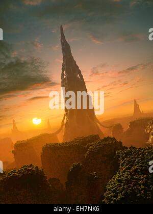 Alien structures on an extrasolar planet Stock Photo