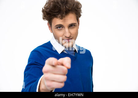 Handsome young man pointing finger at you Stock Photo