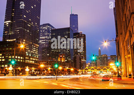 Franklin Street and Walker Drive in Chicago. Chicago, Illinois, USA Stock Photo