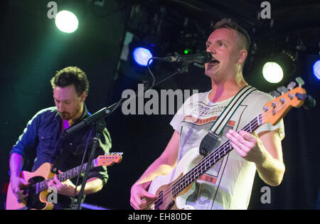 Berlin, Germany. 06th Mar, 2015. Gitarrist Seton Daunt (L) and B'bassist and singer Joe Sumner of the band 'Fiction Plane' perform at Comet Club in Berlin, Germany, 06 March 2015. Sumner is the son of musician Sting. Photo: Matthias Balk/dpa/Alamy Live News Stock Photo