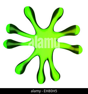 Green microbe or fluid splash isolated on white Stock Photo