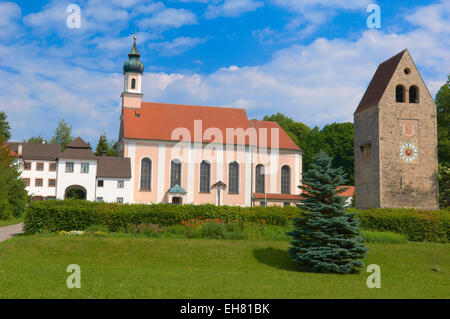 Wessobrunn Abbey (Kloster Wessobrunn), Benedictine monastery near Weilheim, Pfaffenwinkel, Upper Bavaria, Bavaria, Germany Stock Photo