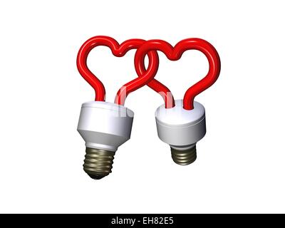 Compact fluorescent lamps - heart in love Stock Photo