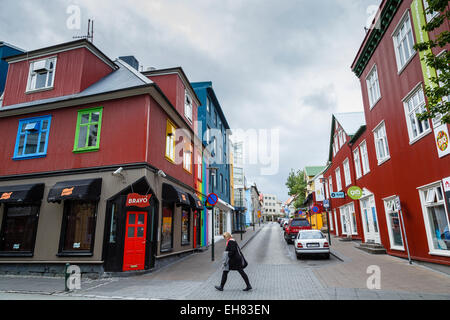 Street scene in Reykjavik, Iceland, Polar Regions Stock Photo