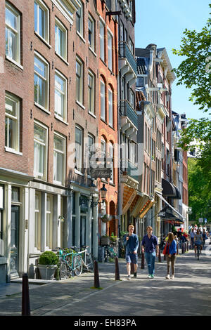 Typical canalside street, Singel, Amsterdam, North Holland, Netherlands, Europe Stock Photo