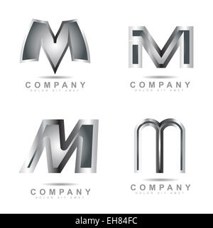 Set of alphabet logo silver vector template of icon letters Stock Photo