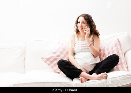 39 year old full term pregnant woman. Stock Photo