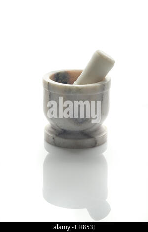 Mortar and Pestle on White Background. Stock Photo