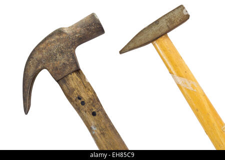 Old and rusty hammer heads,  isolated on white background and clipping path Stock Photo