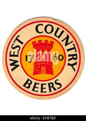 Vintage Beermat Advertising West Country Beers Stock Photo