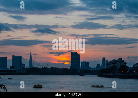 Sun Set over London from Greenwich Stock Photo