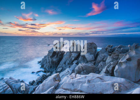 Waves crashing on the rocks of the Capo Testa Peninsula, by Santa Teresa di Gallura, Sardinia, Italy, Mediterranean, Europe Stock Photo