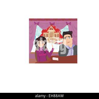 sick girl has a high temperature Stock Vector