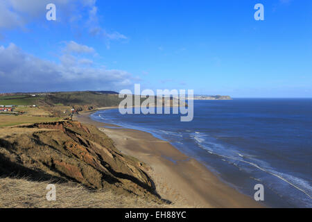 Cleveland Way, National Trail above Cayton Bay, Scarborough, North Yorkshire, England, UK. Stock Photo