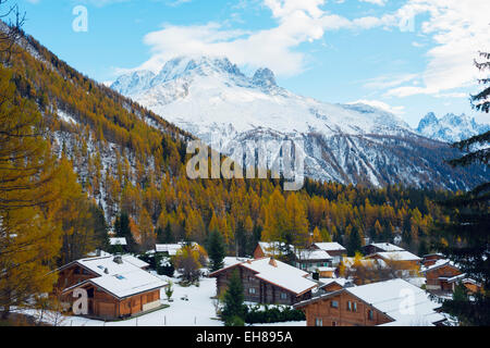 Autumn colours at Montroc le Planet, Chamonix, Rhone Alps, Haute Savoie, French Alps, France, Europe Stock Photo
