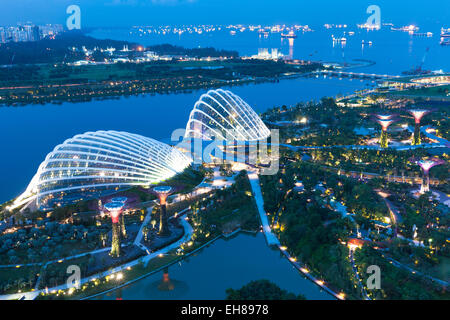 Singapore - July 8: Super trees in Gardens by the bay park, view from Marina Bay Sands Hotel on 8 July 2013. Stock Photo