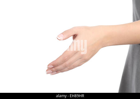 Woman hand handshaking isolated on a white background Stock Photo