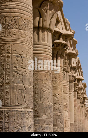 Columns in the ancient Egyptian Philae Temple, UNESCO World Heritage Site, Aswan, Egypt, North Africa, Africa Stock Photo
