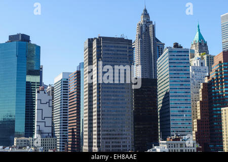 Modern skyscrapers in Lower Manhattan's Financial District, New York City, New York, United States of America, North America Stock Photo