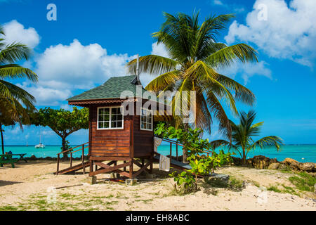 Baywatch tower on Pigeon Point, Tobago, Trinidad and Tobago, West Indies, Caribbean, Central America Stock Photo