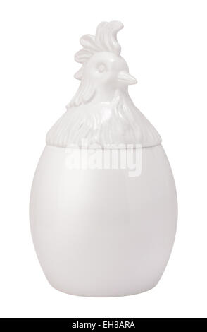 White Chicken Cookie Jar isolated on white. Stock Photo