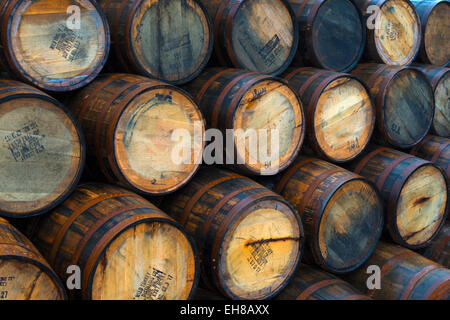 Casks (barrels), Port Askaig, Islay, Argyll and Bute, Scotland, United Kingdom, Europe Stock Photo