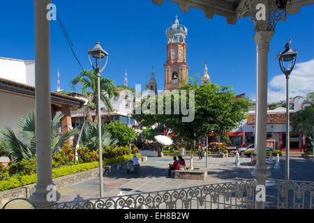 View of Parroquia de Guadalupe (Church of Our Lady of Guadalupe) in Downtown, Puerto Vallarta, Jalisco, Mexico, North America Stock Photo